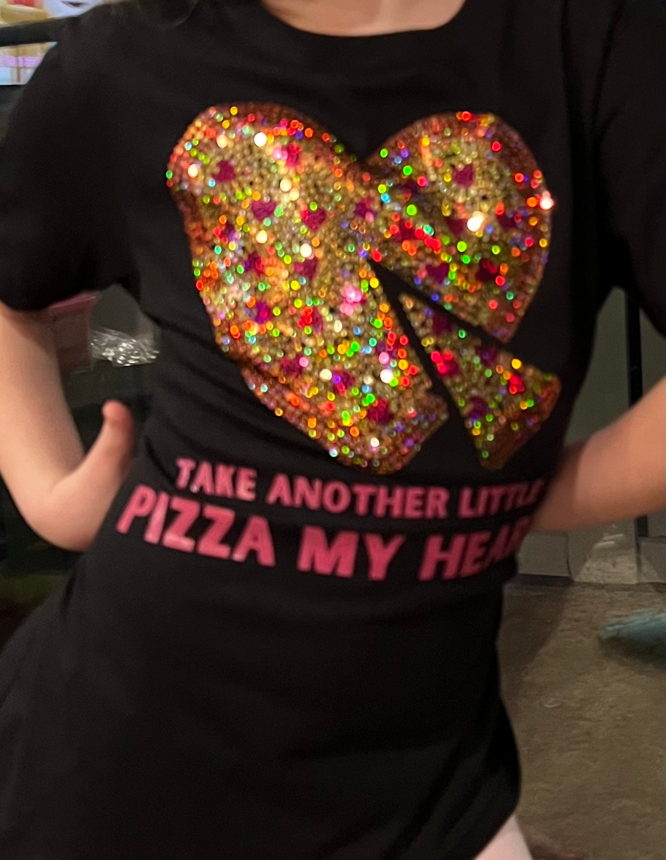 Take Another Little Pizza My Heart BLING Tee
